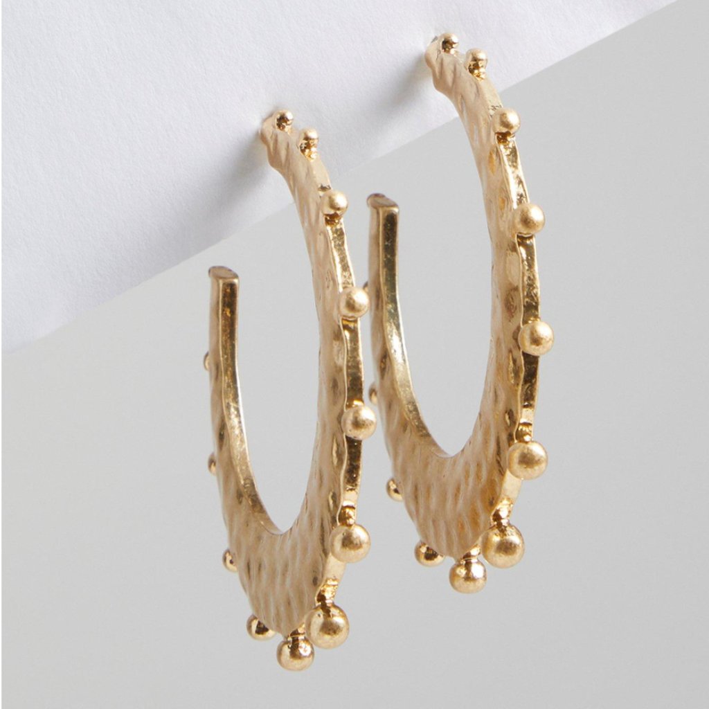 Torrid Hammered Spike Hoop Earring Gold New 13$